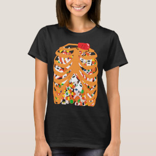Camiseta Skeleton Rib Cage X ray Candy Halloween Trick ou T