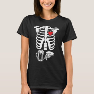 Camiseta Skeleton Ribcage X Ray Materny Pizza Halloween P
