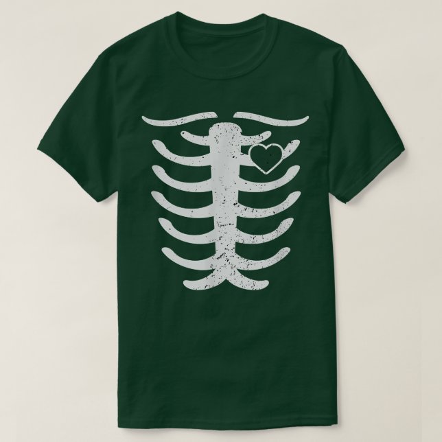Camiseta Skeleton Ribs Bones Coração  (Frente do Design)