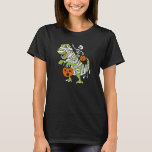 Camiseta Skeleton Riding Dinossaur Cotação Pumpkin Hallowee