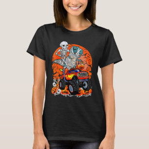 Camiseta Skeleton Riding Dinossaur Rex Mummy Monster Truck 