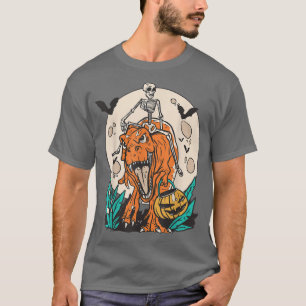 Camiseta Skeleton Riding Dinossaur T Re Halloween Engraçado