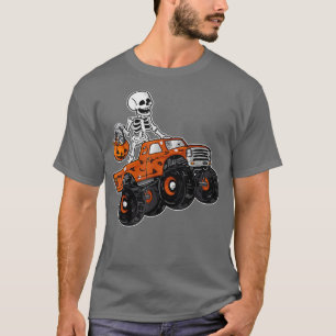 Camiseta Skeleton Riding Monster Truck preguiçoso Halloween