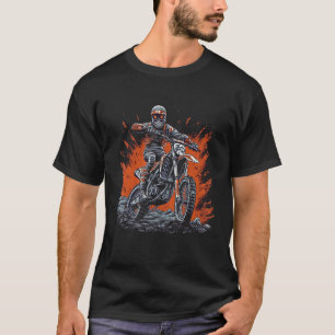 Camiseta Skeleton Riding Motorcycle Halloween Dirt Moke Mot