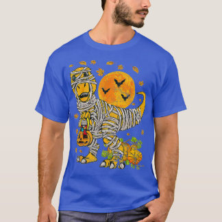 Camiseta Skeleton Riding Mummy Dinosaur T Rex Halloween