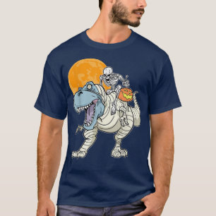 Camiseta Skeleton Riding Mummy Halloween Dinossaur T re Pum