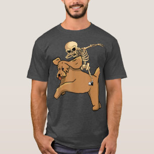 Camiseta Skeleton Riding Poodle Fora Preguiçosa de Hallowee