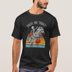 Camiseta Skeleton Riding Trick ou Treine Kids Love Din