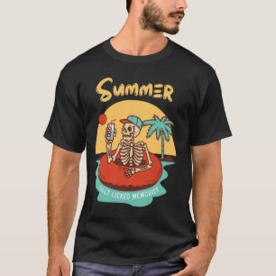 Camiseta Skeleton Rock Hand Pocket Figurino de Halloween C