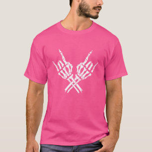 Camiseta Skeleton Rock Horns Hand Symbol Gesture