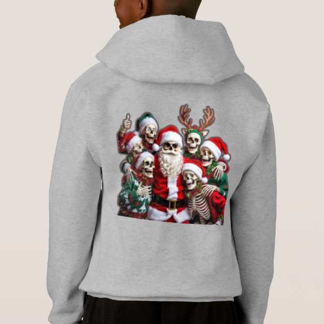 Camiseta Skeleton Santa Christmas Group Photo – Festive 3D  (Verso)