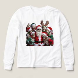 Camiseta Skeleton Santa Christmas Group Photo – Festive 3D 