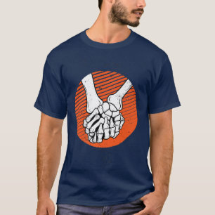 Camiseta Skeleton Segurando Mãos Preguiçosas Figurino de Ha