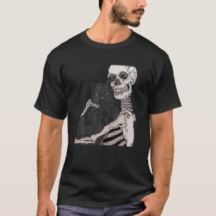 Camiseta Skeleton Segurando Um Gato