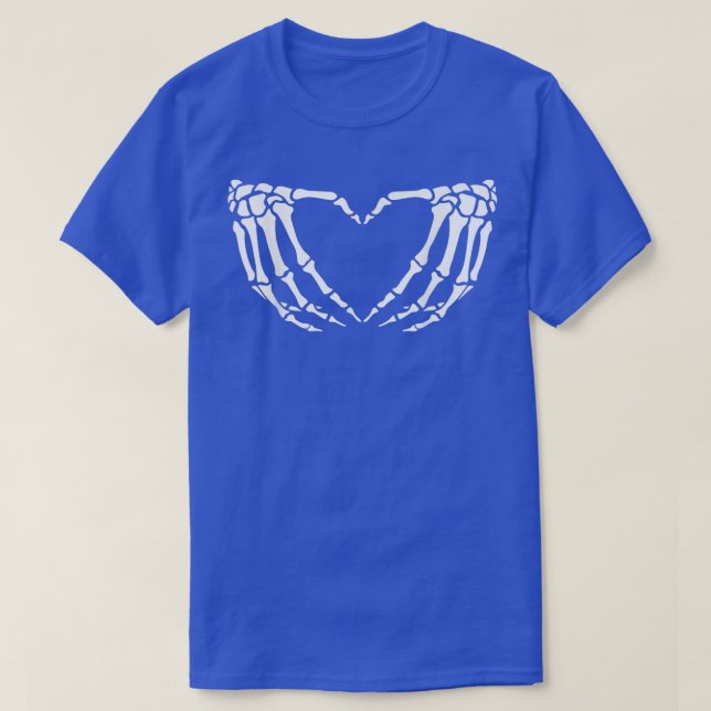 Camiseta SKELETON Sinal de coração Ossos Figurino Engraçado (Frente do Design)