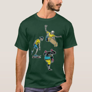 Camiseta Skeleton Skateboard Halloween Png 