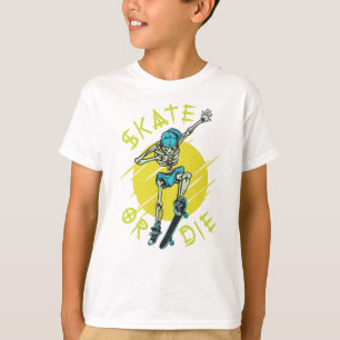 Camiseta Skeleton Skateboarder skate ou die