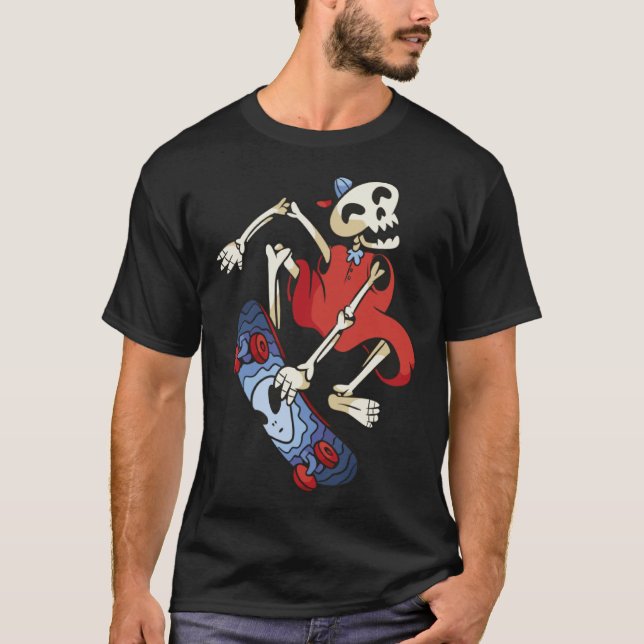 Camiseta Skeleton Skateboarder Skater Skateboard (Frente)