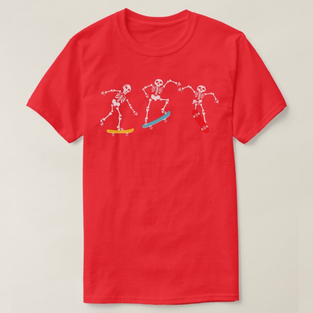 Camiseta Skeleton Skateboarding Pumpkin Jackolantern Hallow (Frente do Design)
