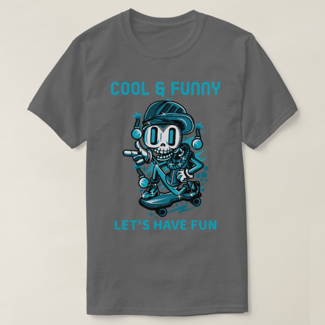 Camiseta Skeleton Skater Deixa-te divertir (Frente do Design)