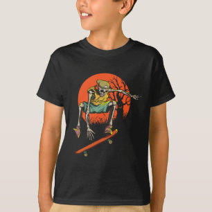 Camiseta Skeleton Skater No Dia Das Bruxas Com Skateboard