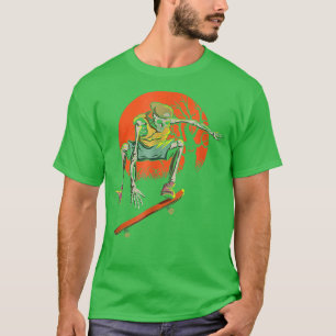 Camiseta Skeleton Skater No Dia Das Bruxas Com Skateboard