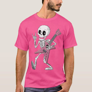 Camiseta Skeleton Skull Guitar Rock On Heavy Metal Devil Ho