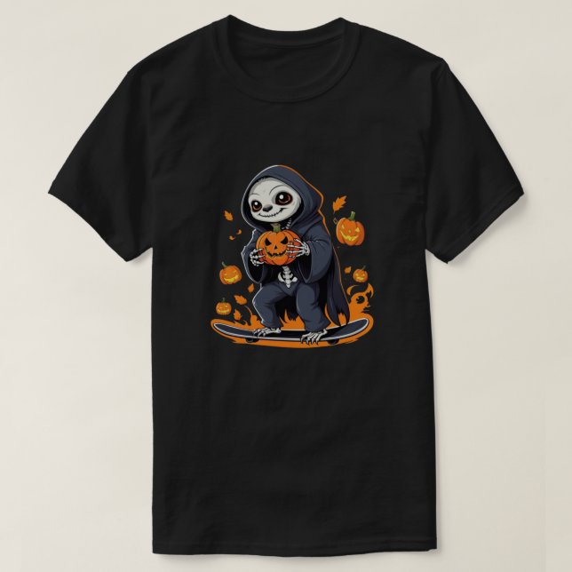 Camiseta Skeleton Sloth Vampire halloween Único e Spooky (Frente do Design)