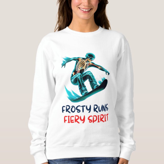Camiseta Skeleton Snowboarder emoções em movimento (Frente)