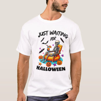 Camiseta Skeleton Só Esperando Por Halloween Spooky Season