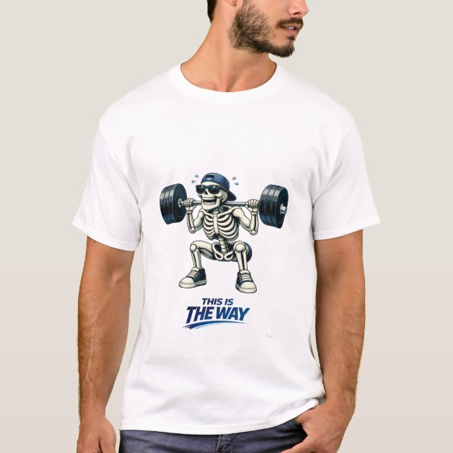 Camiseta Skeleton Squat Funny Fitness Motivation Design (Frente)
