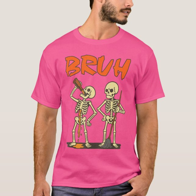 Camiseta Skeleton Summerween Party Beer Drinking Angry Bruh (Frente)