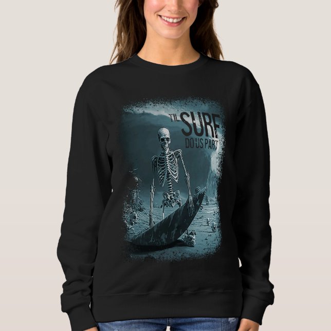 Camiseta Skeleton Surfboard Til Surf Do Us Part Skull Wave  (Frente)