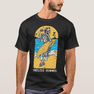 Camiseta Skeleton Surfer Beach Surfing Surf Vintage Sk