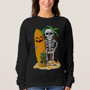 Camiseta Skeleton Surfing Halloween Hawaii Hawaii Homens Wo