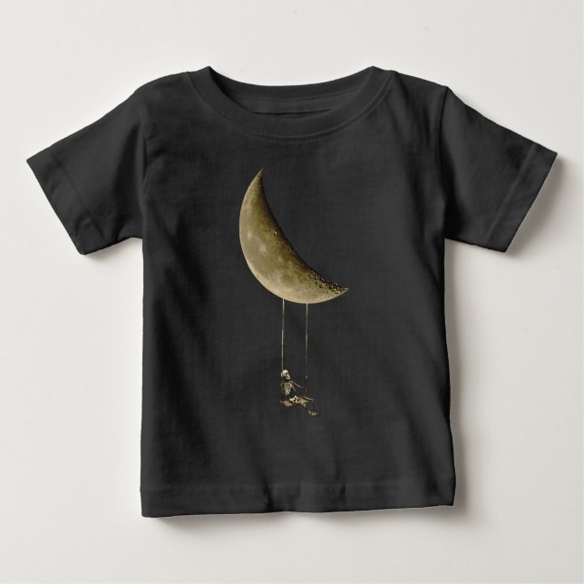 Camiseta Skeleton Swing on Moon Cute Halloween (Frente)