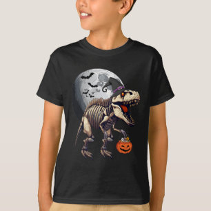 Camiseta Skeleton T Rex Dinossaur Diversão Halloween Boys