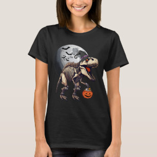 Camiseta Skeleton T Rex Dinossaur Diversão Halloween Boys