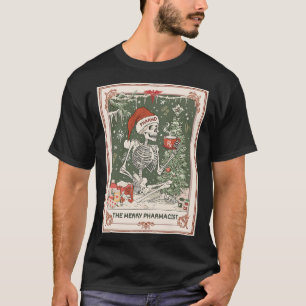 Camiseta Skeleton Tarot Card de Natal O Farmacêutico da Fel