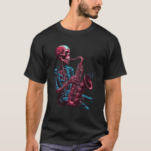 Camiseta Skeleton tocando Esqueleto Musical Saxofone
