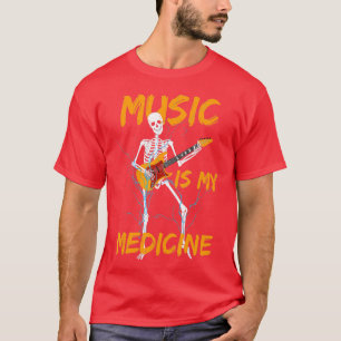 Camiseta Skeleton Tocando Violão Música Sobrevivendo Engraç