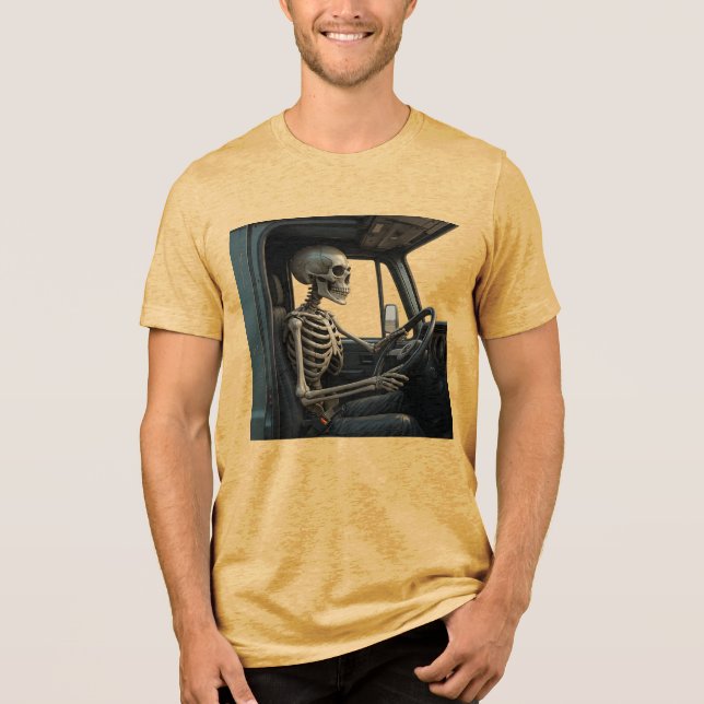 Camiseta Skeleton Truck Driver Bella+Canvas (Frente)
