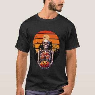 Camiseta Skeleton Twin Gravidez Anúncio de Engraçado
