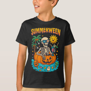 Camiseta Skeleton Vibes Chillin Num Flo De Abóbora