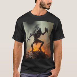 Camiseta Skeleton Warrior in a Burning Battlefield