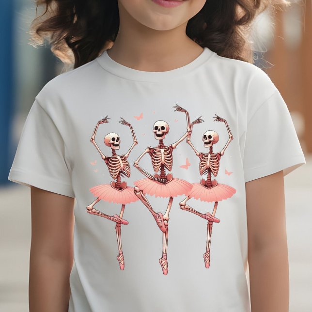Camiseta Skeletons dançantes e borboletas Rosa Halloween (Criador carregado)