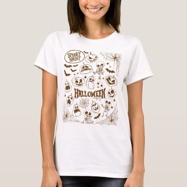 Camiseta Skeletons & Pumpkin dançantes - Dia das Bruxas Lou (Frente)
