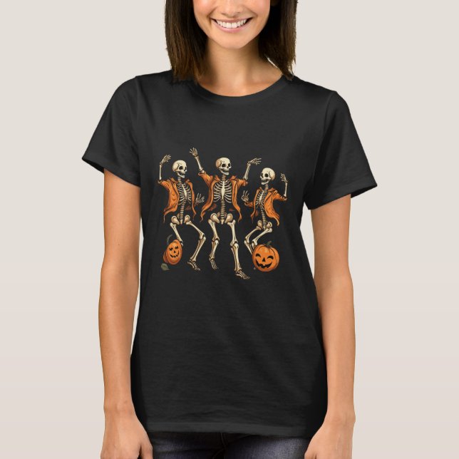 Camiseta Skeletons Pumpkin Halloween (Frente)