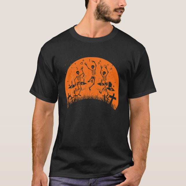 Camiseta Skelset Dance Macabre Vintage Retro Sunset Hallow (Frente)