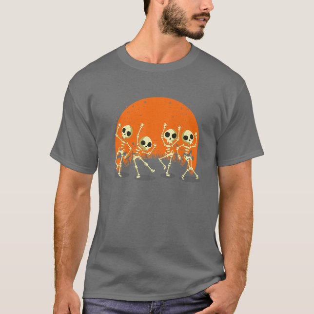 Camiseta Skelset Dance Macabre Vintage Retro Sunset Hallow (Frente)